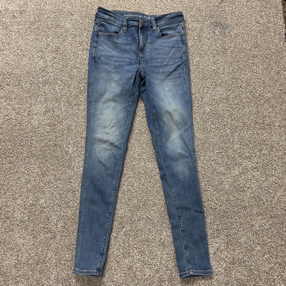 American Eagle Outfitters Jegging Jeans Womens 4 Tall Med Wash Stretch Denim